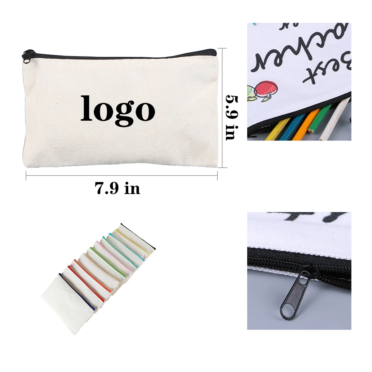 Canvas Customized Minimalist Storage Bag, custom tote bag with logo imprint 1