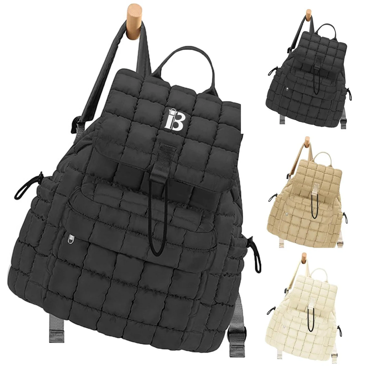 Lightweight Quilted Puffer Drawstring Oxford Backpack 1