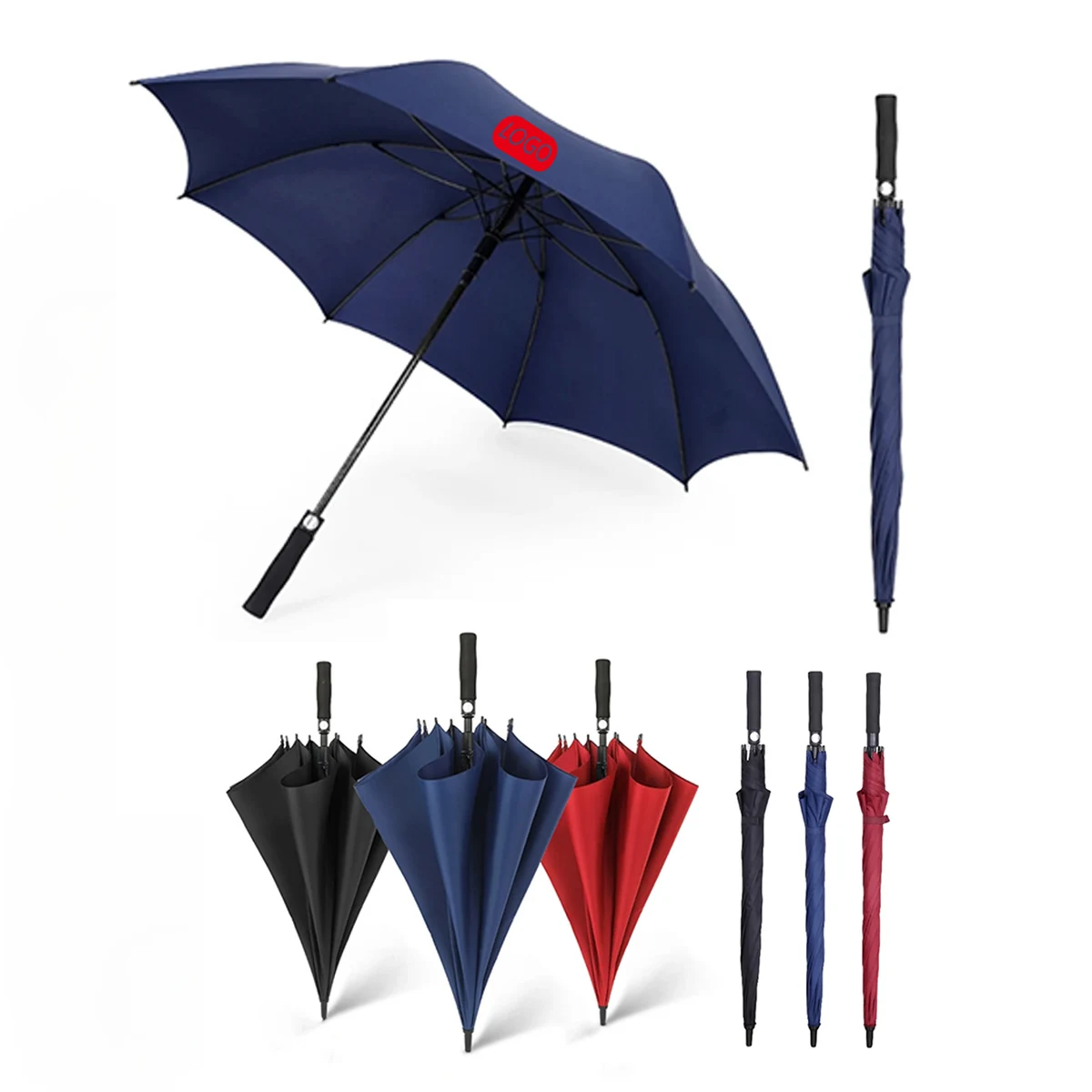 Stylish Golf Long 8 Ribs Fiber Umbrella 1
