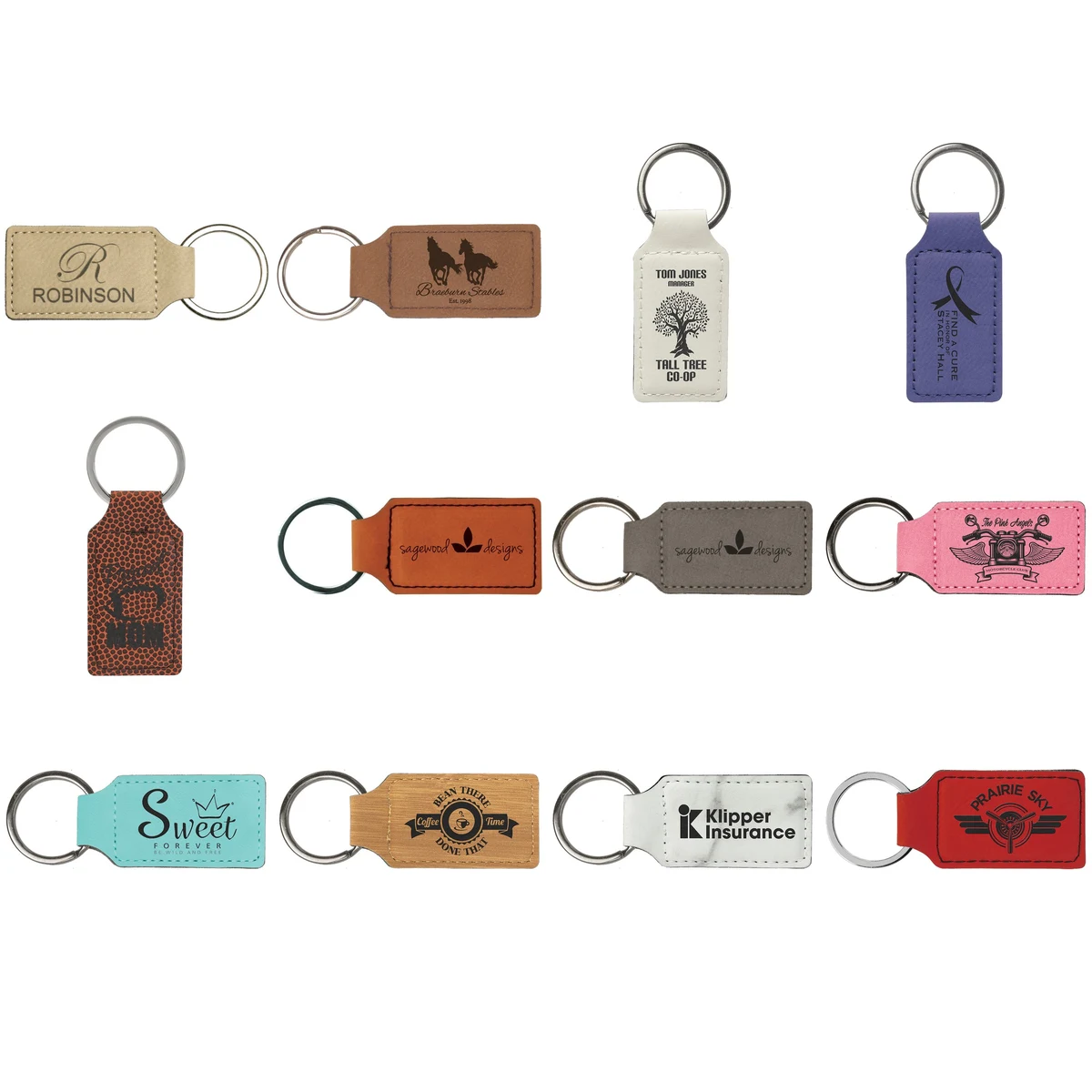 2 3/4" x 1 1/4" Leatherette Rectangle Keychain 1