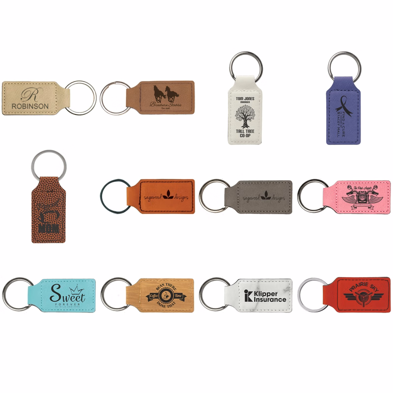 2 3/4" x 1 1/4" Leatherette Rectangle Keychain