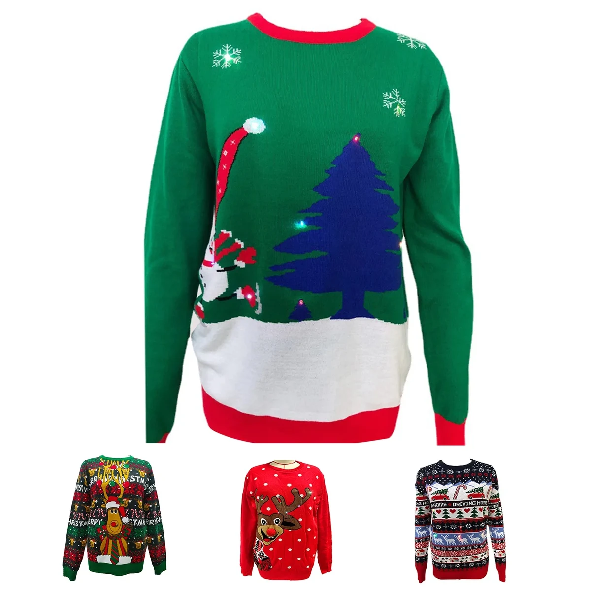LED Light Christmas Sweater, custom hoodie or sweatshirt with logo imprint 1