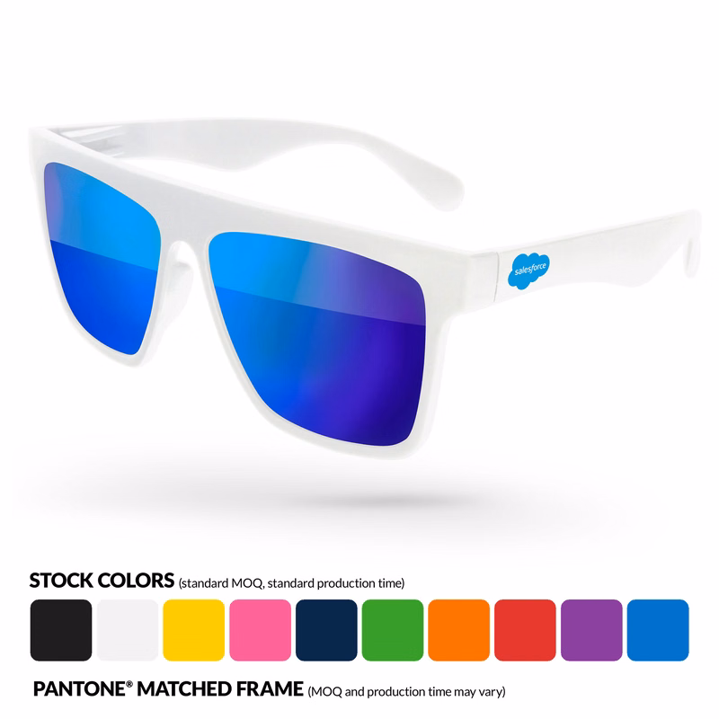 Laser Mirror Sunglasses w/ Temple Imprint
