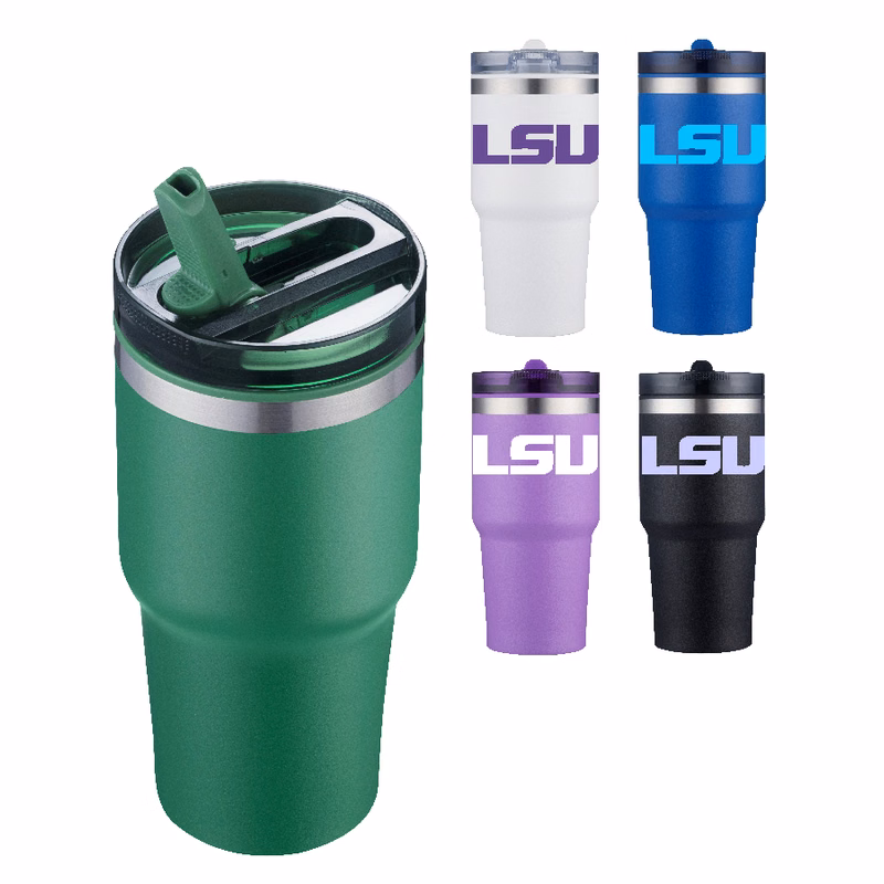 Union Printed - 20 oz. Double Wall Tumbler with Built-In Straw - 1 Color Wrap