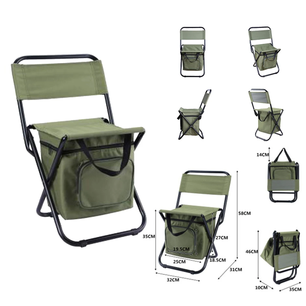 Camping Chair With Cooler Bag Compact Fishing Stool 1