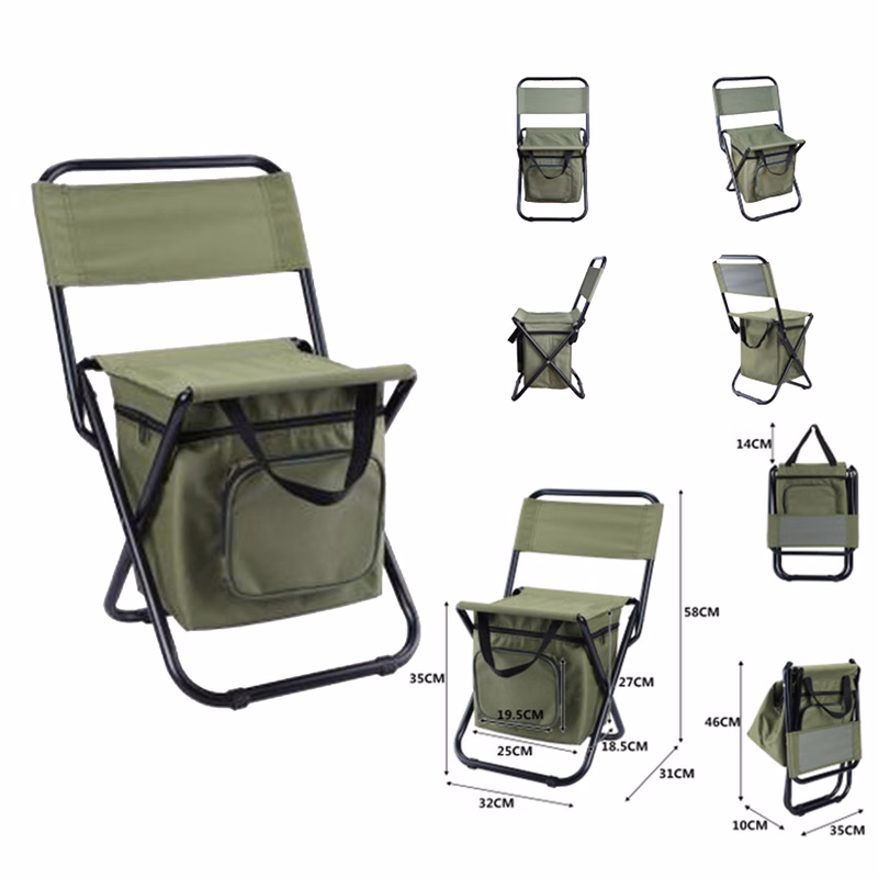 Camping Chair With Cooler Bag Compact Fishing Stool