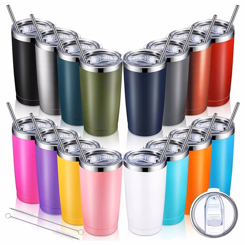 20 Oz Stainless Steel Tumbler with Lid and Straw Powder