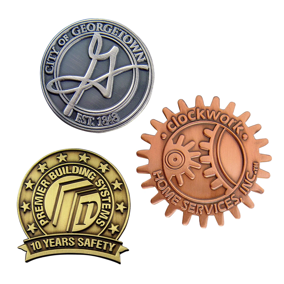 Custom Die Struck Antique Finish Lapel Pins 1" 1