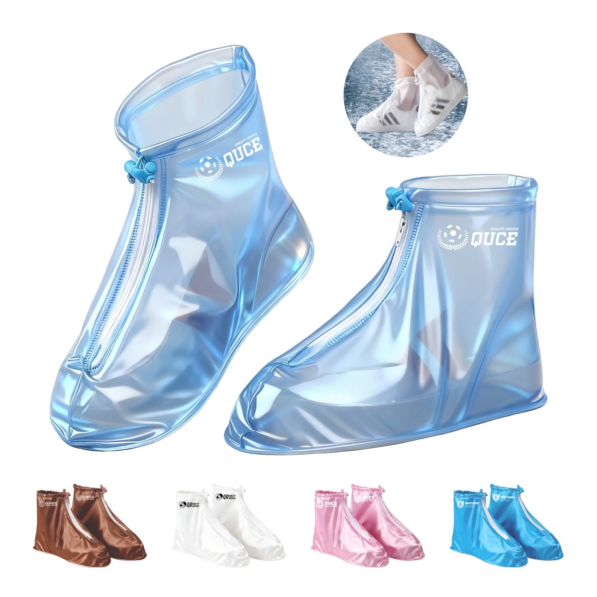 PVC Lightweight Rainproof Zipper Shoe Covers 1