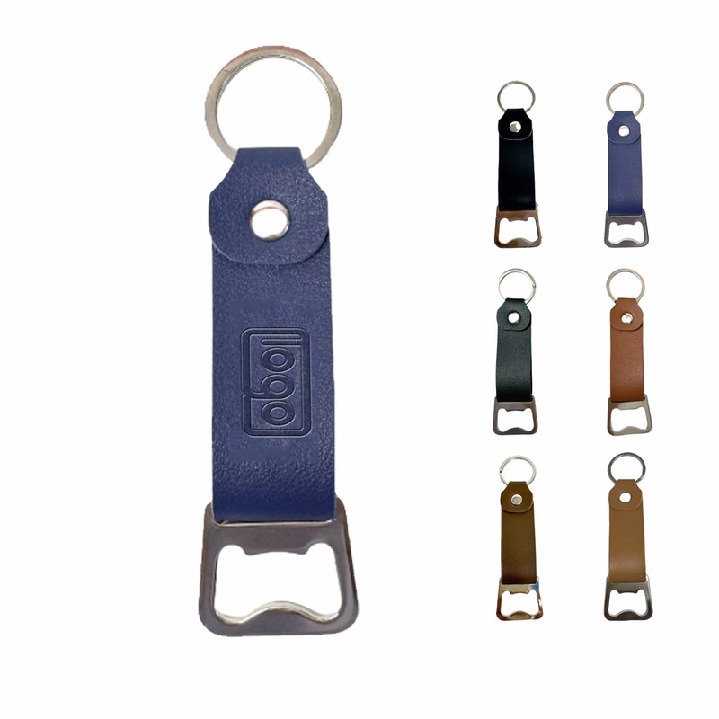 Portable Leather Stainless Steel Bottle Opener Keychain