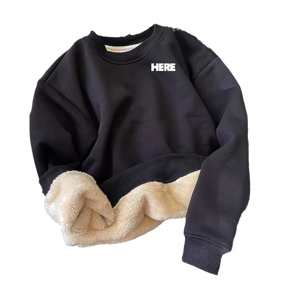 FLeece Sweatershirt Lamb Wool Sherpa-Lined Warmth Winter, custom hoodie or sweatshirt with logo imprint 1