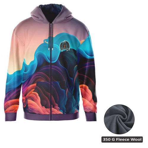 Unisex & Kids' Sublimation 350G Fleece Full-Zip Hoodie -