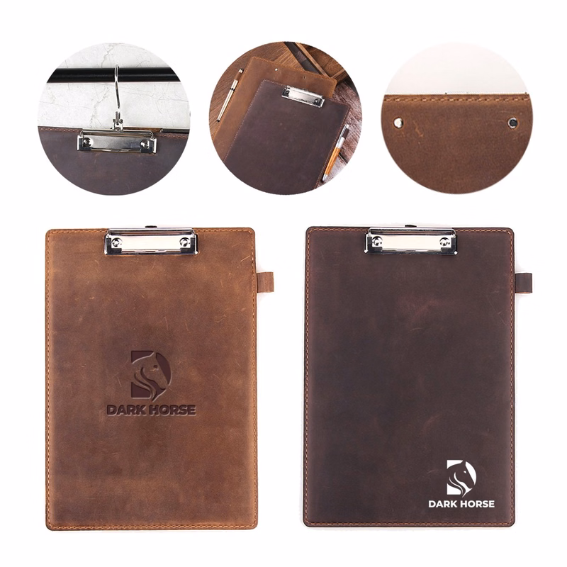 Genuine Leather Padfolios Clipboards Menu Board With Pen Loop