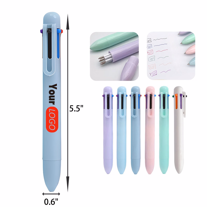 MOQ 50 PCS Retractable 6-Color Stylish Ballpoint Pen