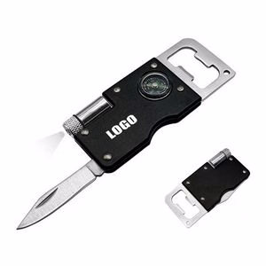 Multifunction Bottle Opener With Integrated Knife Flashlight And Compass