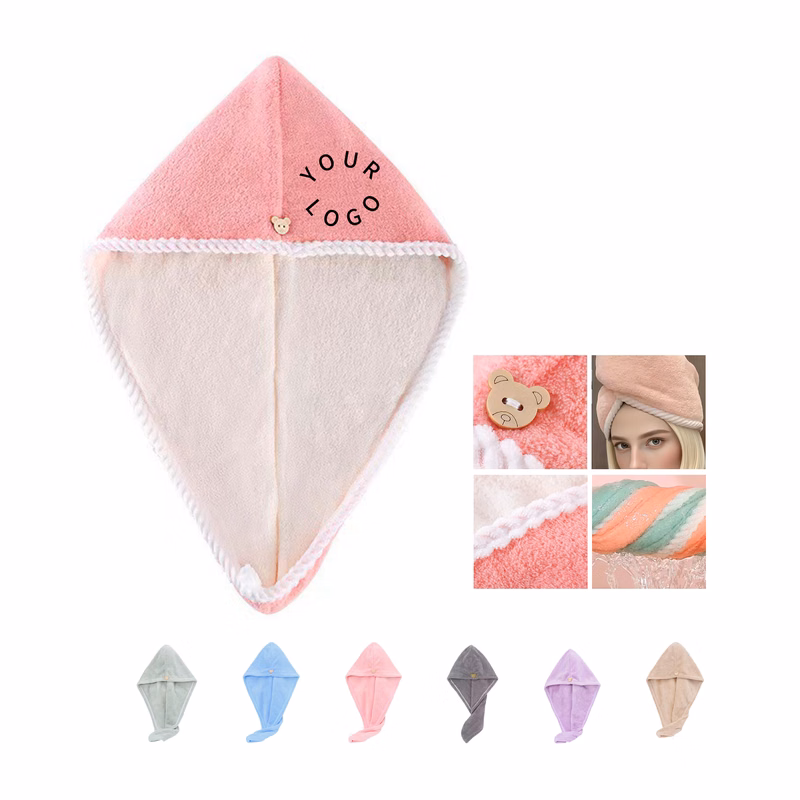Microfiber Hair Wrap Quick Drying Towel With Button Loop