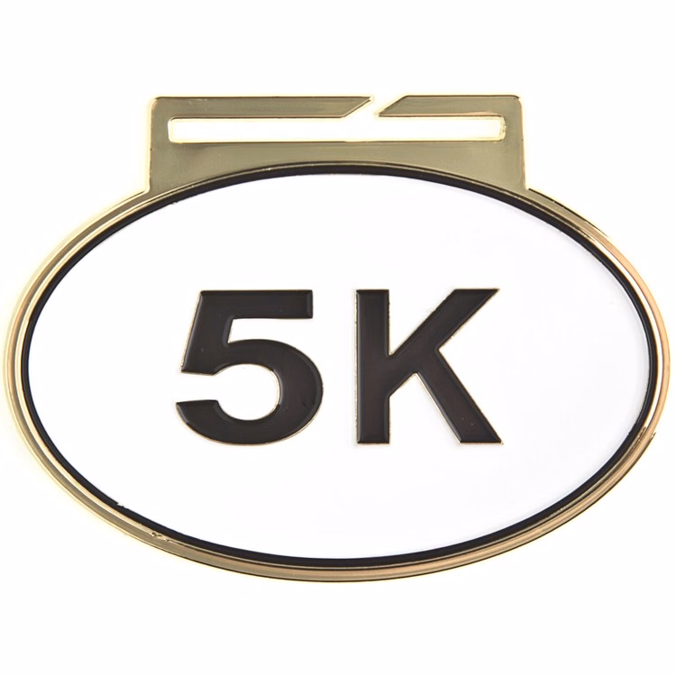 5K Large Oval Running Medal with Ribbon