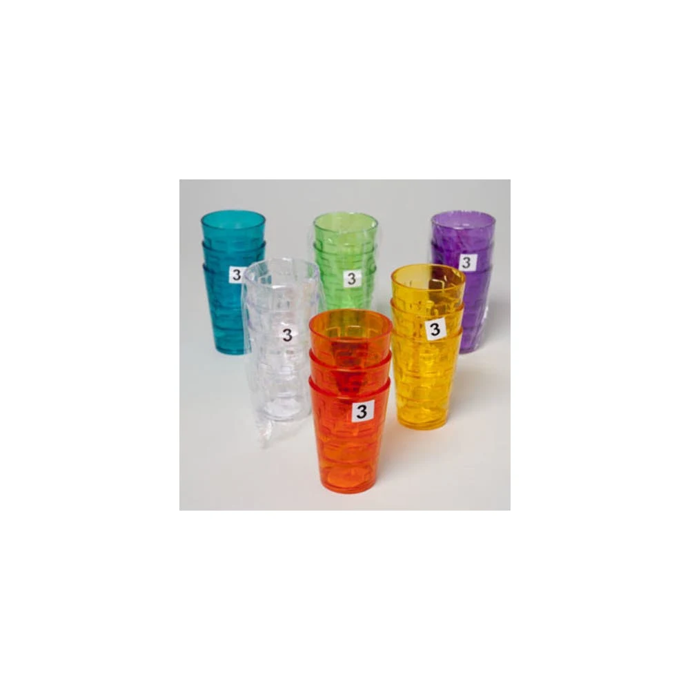 Plastic Tumblers - 5 Colors 8 oz 3 Pack Glass-Look 1
