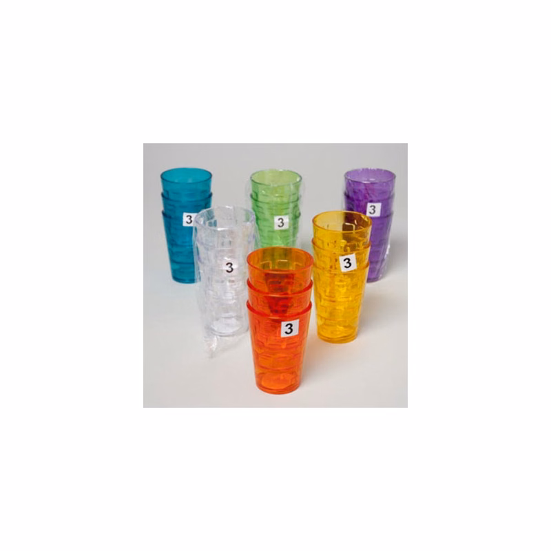 Plastic Tumblers - 5 Colors 8 oz 3 Pack Glass-Look