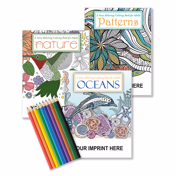 ADULT COLORING BOOK GIFT PACK - 3 Coloring Books Set with Colored Pencils