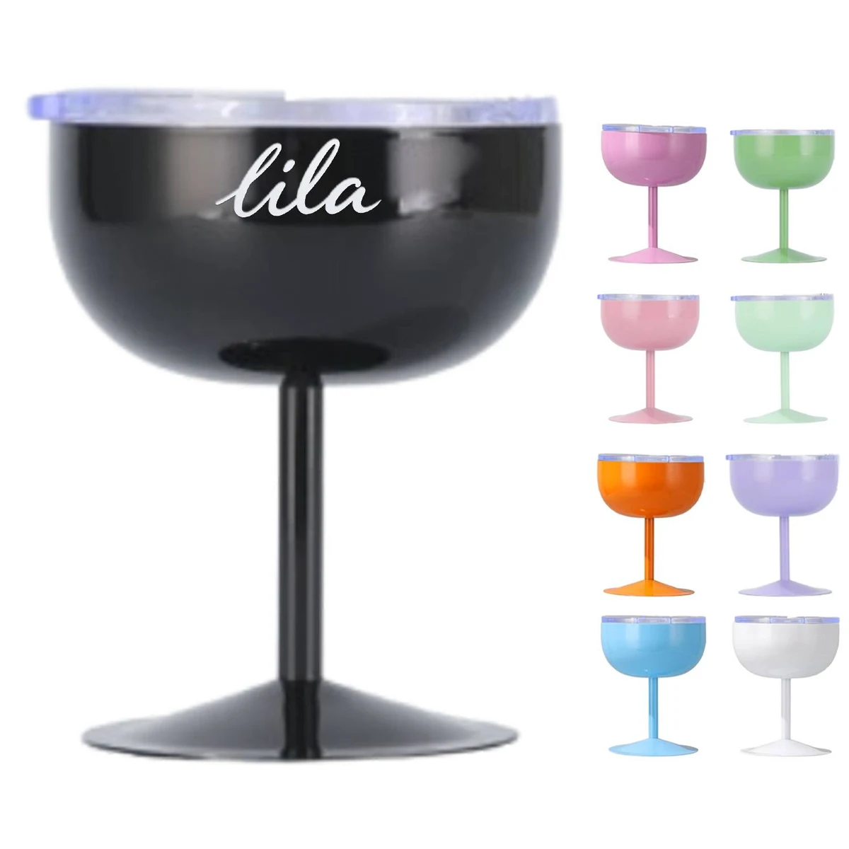 5 oz U-Shaped Stainless Steel Wine Cup with Lid 1