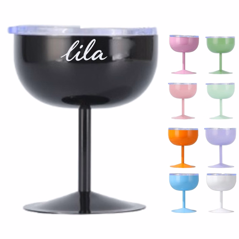 5 oz U-Shaped Stainless Steel Wine Cup with Lid