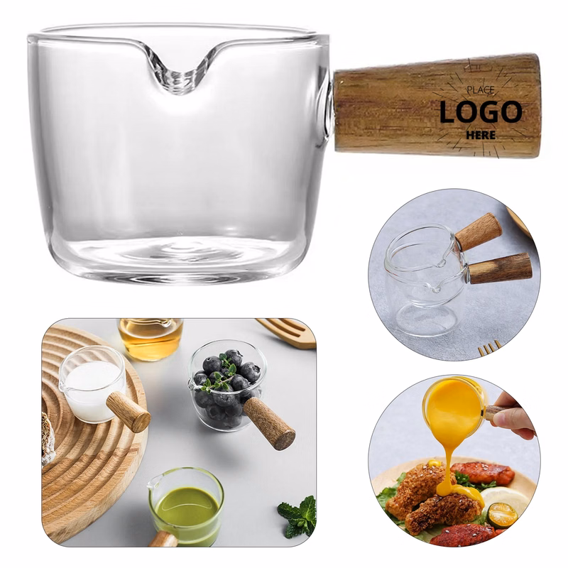 Wooden Handled Seasoning Glass Cup