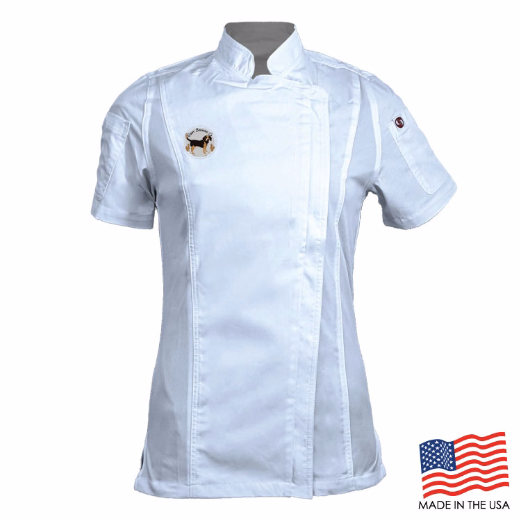 Women's Short Sleeve Modern Chef Coat (FULL COLOR LOGO)