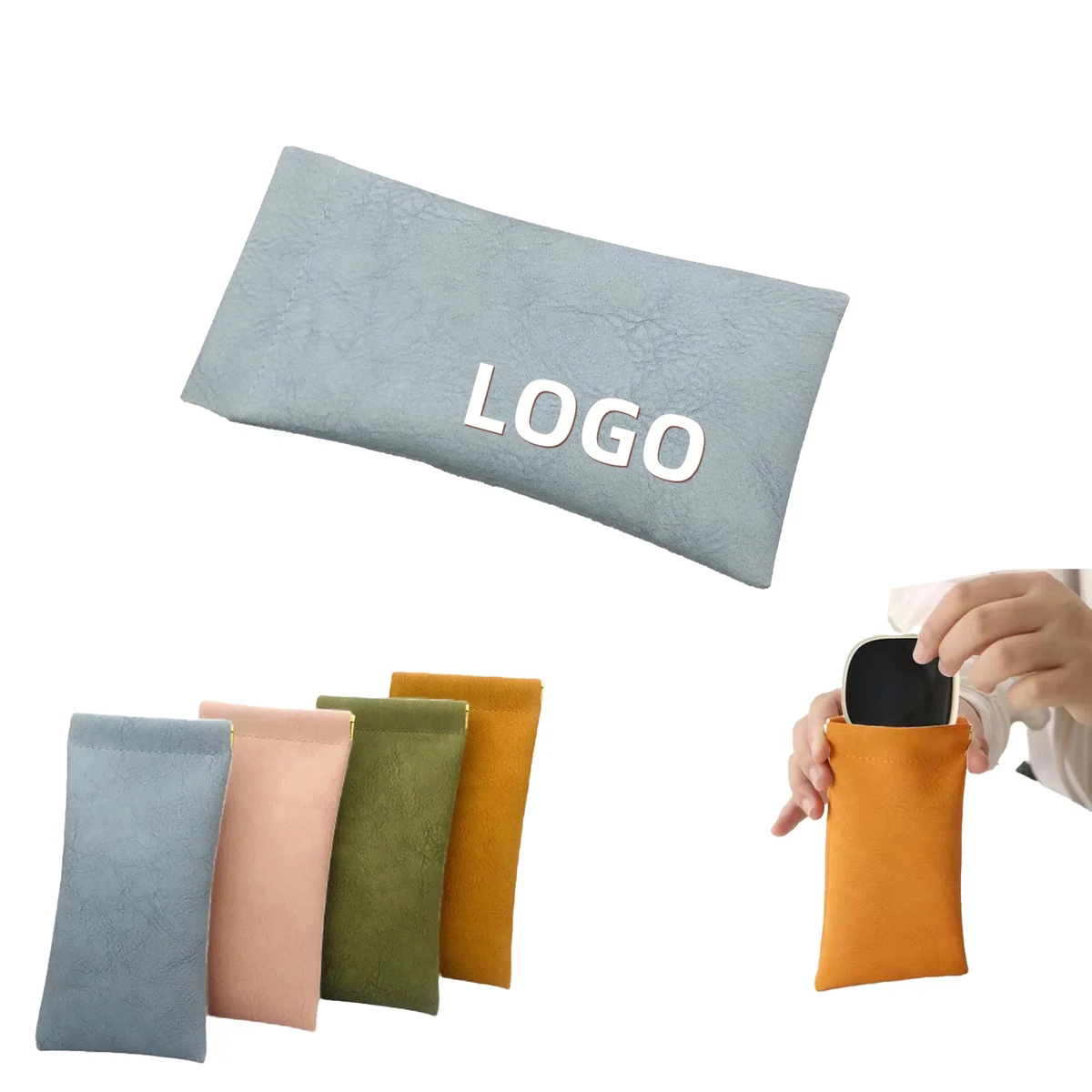 Portable PU Glasses Case Squeeze Top 1