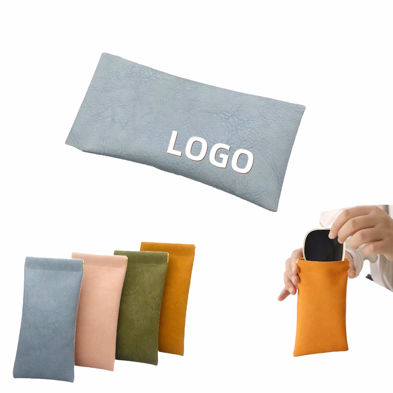 Portable PU Glasses Case Squeeze Top