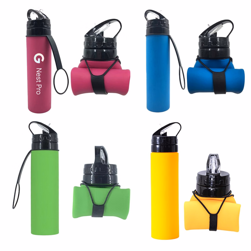 20 Oz. Foldable Silicone Water Bottle,