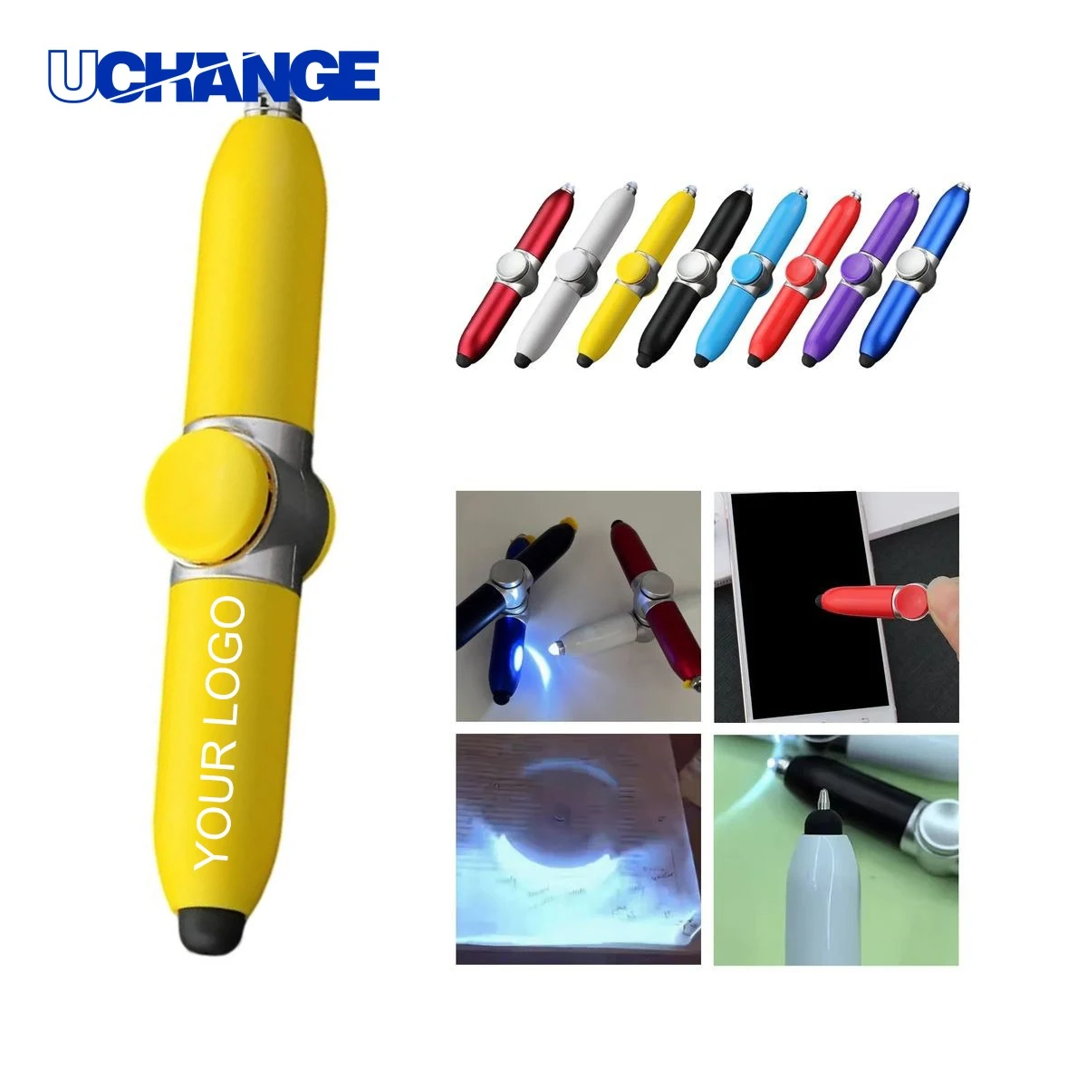LED Fidget Pen Tool 0.4" x 5.12" with LED Light Gyroscope and Custom Logo, custom pen with logo imprint 1