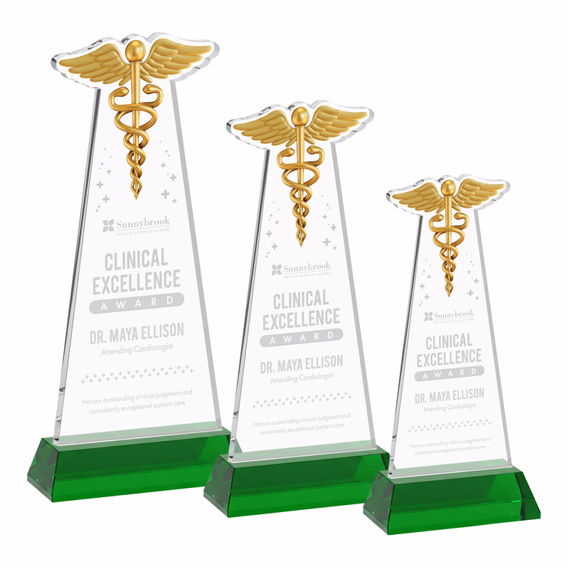 Caduceus Award on Hartford Base - Green