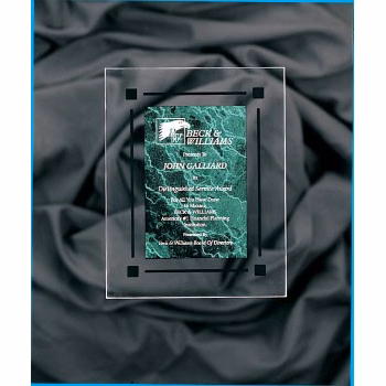 7" x 9" Green Marble Acrylic Clear-Plaq Award