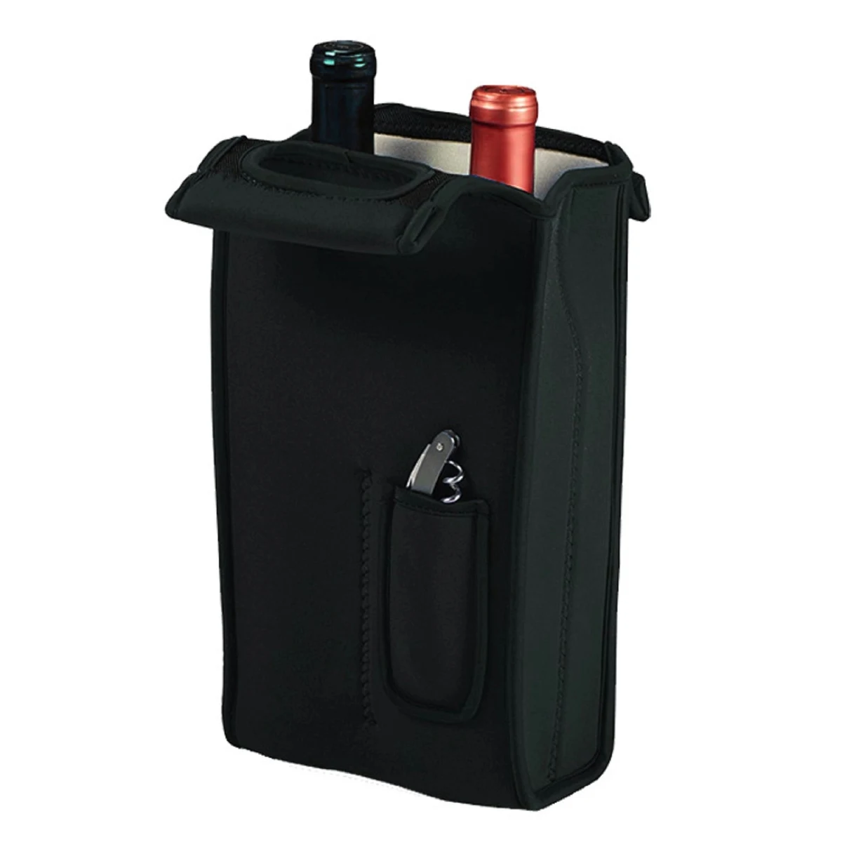 2 Pack Neoprene Beer Carrier Wine Bottle Holder with Pouch 1