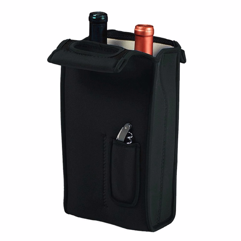 2 Pack Neoprene Beer Carrier Wine Bottle Holder with Pouch
