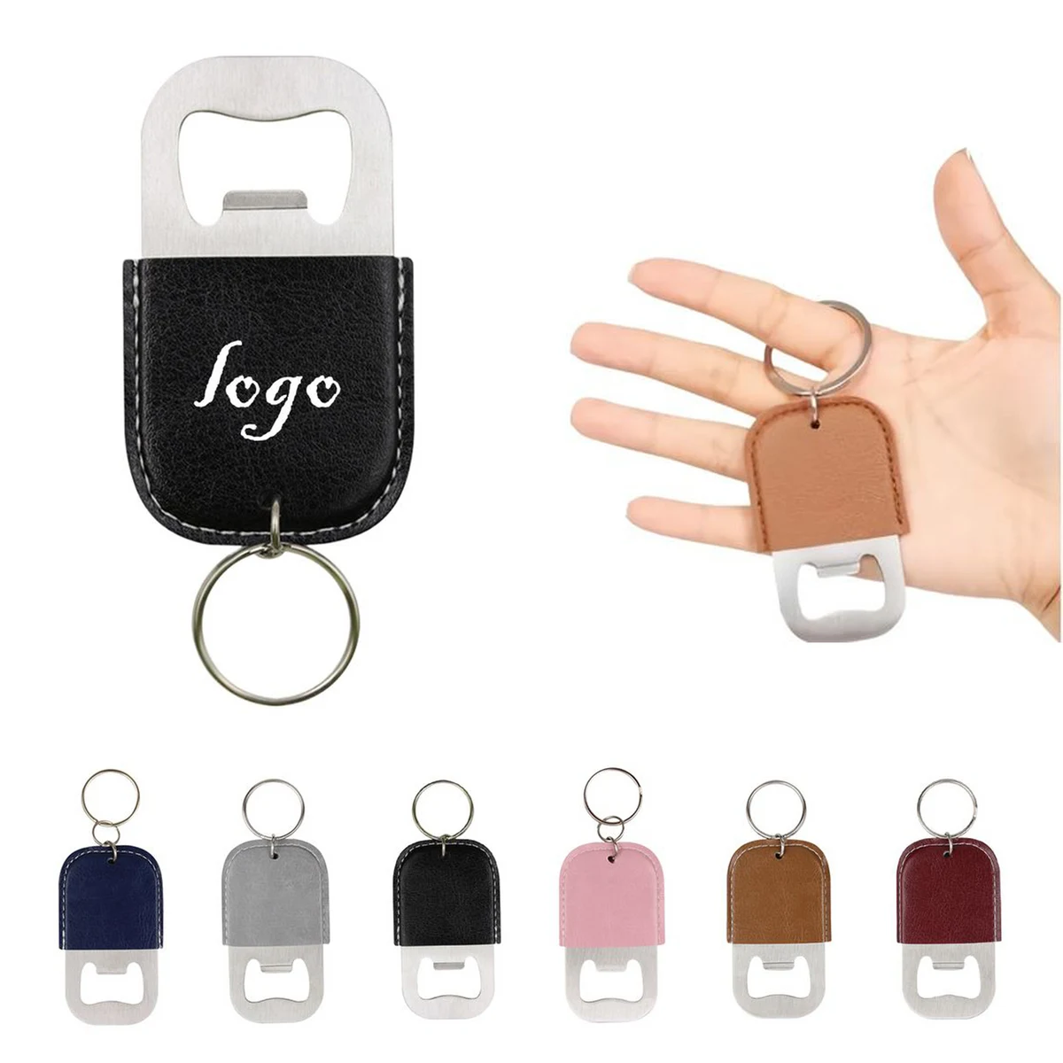 MOQ50 PU Stainless Steel Keychain Bottle Opener 1