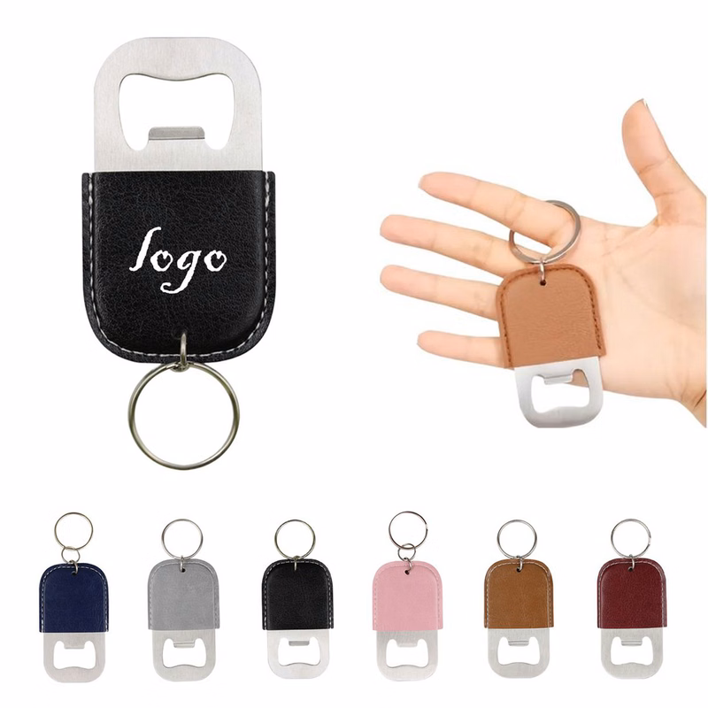 MOQ50 PU Stainless Steel Keychain Bottle Opener