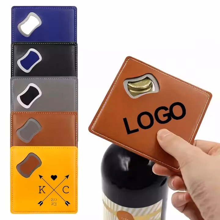 Square Leather Coaster Bottle Opener