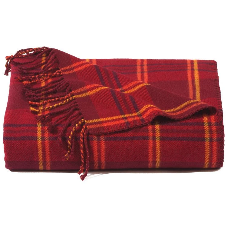 Red Plaid Bamboo Throw Blanket 1