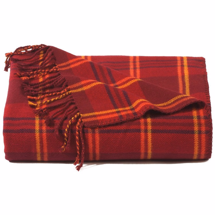 Red Plaid Bamboo Throw Blanket