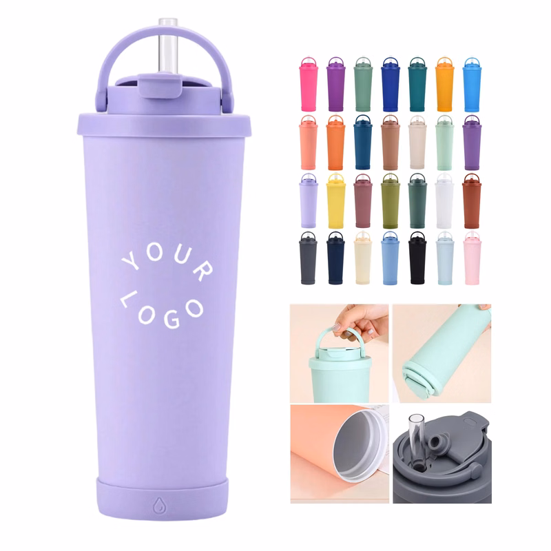 MOQ 50 28oz Dual-Drinking Stainless Steel Milk Tea Cup