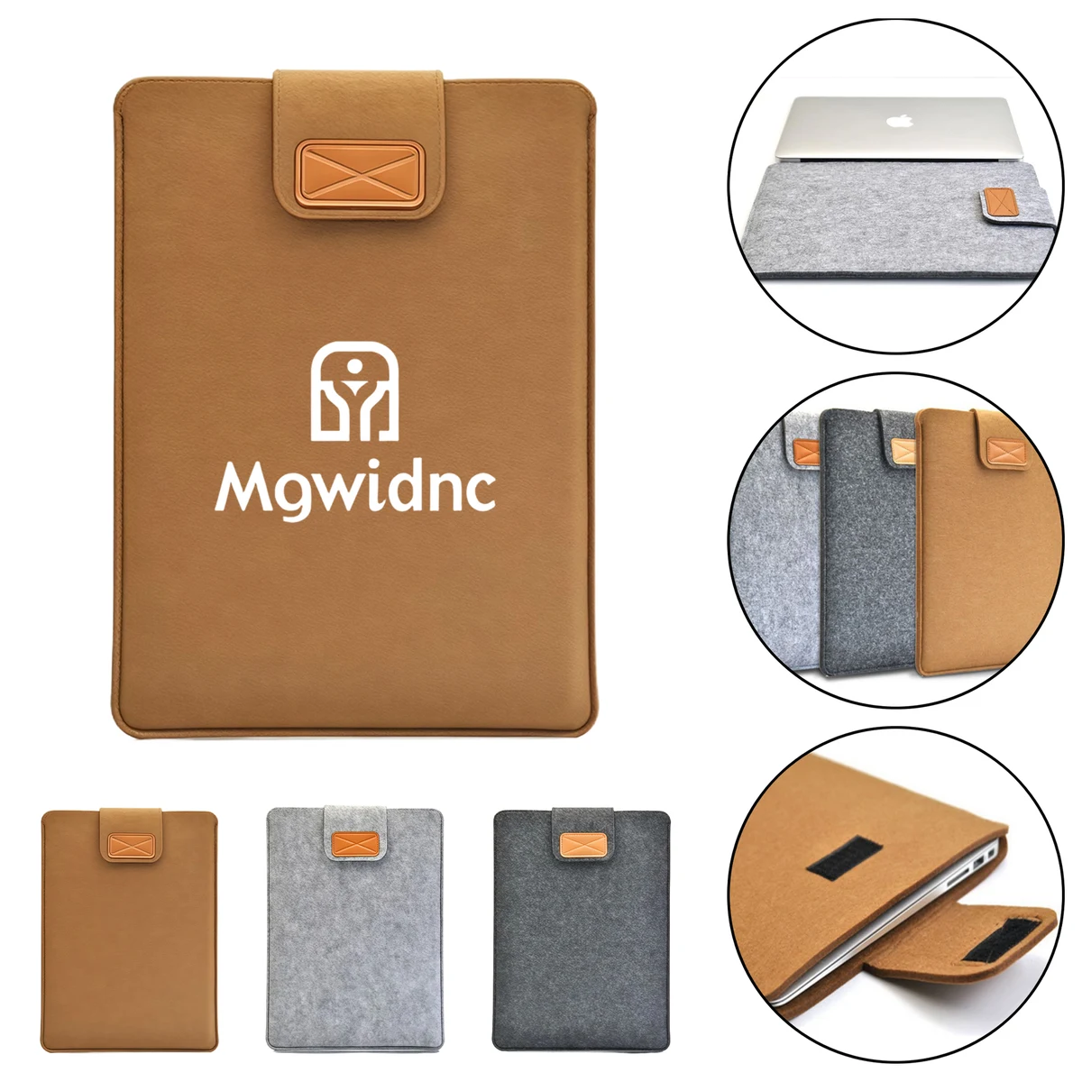7" Felt Laptop Sleeve for Notebook Tablet iPad Case with Soft Velcro Closure 1