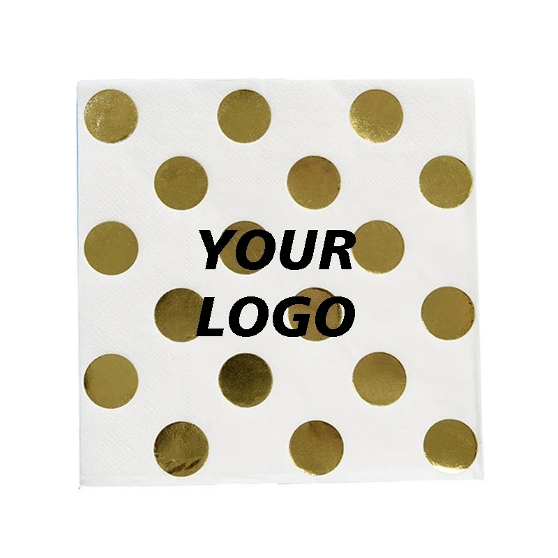 Custom Gold Dot Confetti Paper Napkins 1
