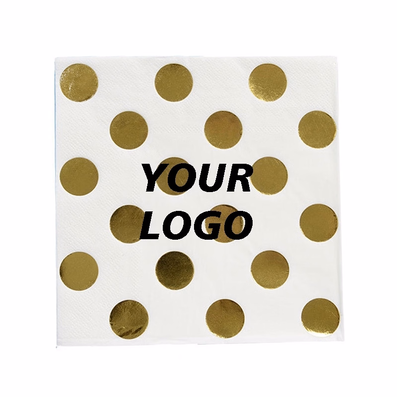 Custom Gold Dot Confetti Paper Napkins