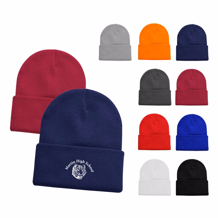 12" High Acrylic Beanie Knit Cap