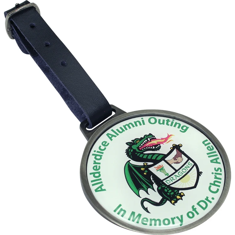 Round Metal Bag Tag with Domed Logo 1