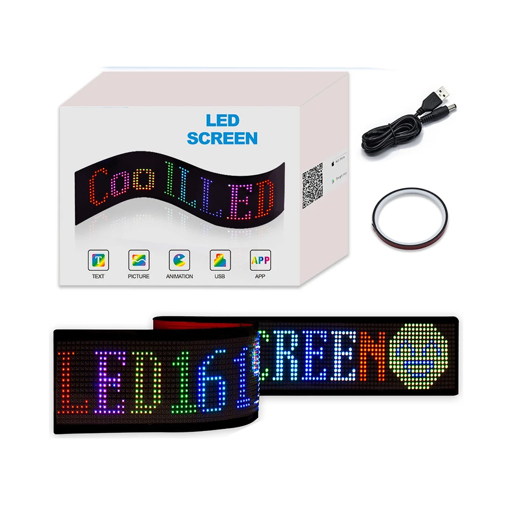 19" LED Screen Soft Blue Tooth Car Sign Pixel 1