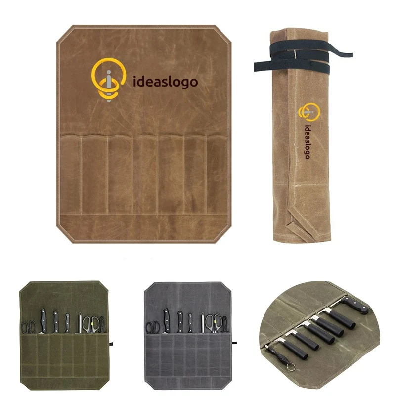 Chef Camping Portable Wet Wax Canvas Knife Storage Bag 1