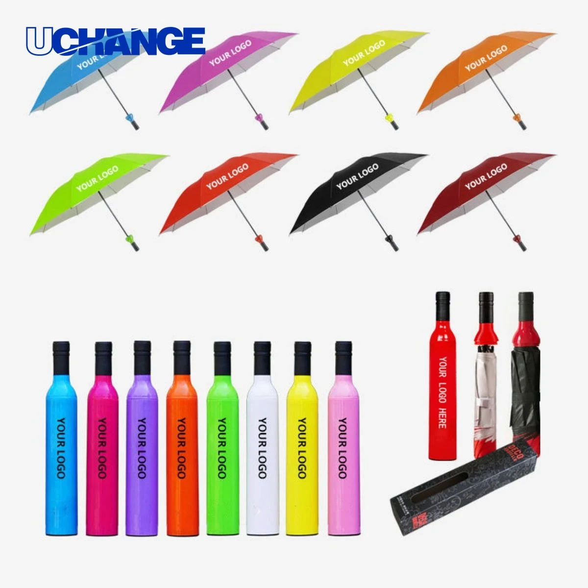 Multicolor Wine Bottle Folding Umbrella 1